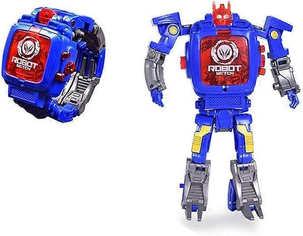 Kreativ Robot Transformer Barneklokke, Store Gutter Digitale Armbåndsur for 2-14 År Gamle, Blå