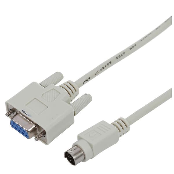 DB9P til 8P Mini Din RS232 Nedlastingskabel Hvit 2,5 m for DVP-EH white