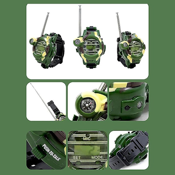 Walkie Talkies Ur Legetøj til Børn 7 i 1 Camouflage Lysende Intercom Ur Børnelegetøj Børn Uddannelseslegetøj