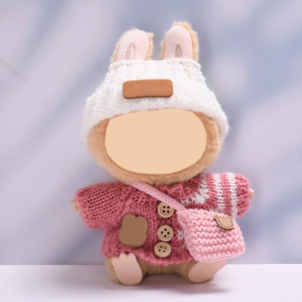 Kläder för Labubu (INGEN Docka), Hatt & Jumpsuit Set för 17cm Labubu Tillbehör Kostym_xx Pink