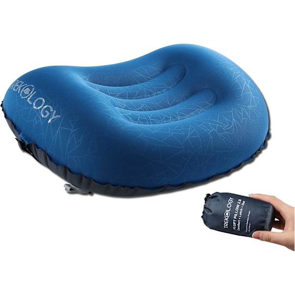 Ultralight Inflatable Travel/Camping Pillow - Kompressoiva, kompakti, ilmatäytettävä, mukava, ergonominen tyyny, joka tarjoaa niskatukea ja lannerangan tukea