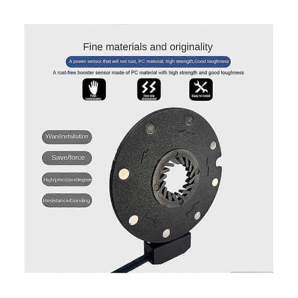 Elektrisk cykel magnetisk effektsensor 36/48v pedalassistent sensor F-8c magneter dobbelte Hall-sensorer Pas S Black