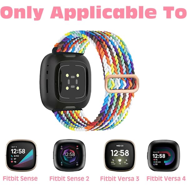 4 Stykker Elastiske Nylonstropper Kompatible med Fitbit, Fitbit Versa 3 Vævet Nylon Sportsarmbånd, Fitbit Versa 4 Udskiftningsarmbånd