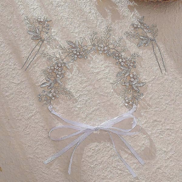Håraccessoarer med kristallblommor för bröllop med pärlor och blommönster för damer