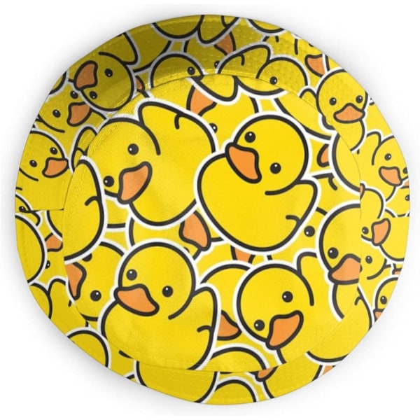 EN Bøttehatt Mote Solhatt Sammenleggbar Utendørs Fiskerhatt for Kvinner og Menn Gummiankermønster Rubber Duck Pattern One Size