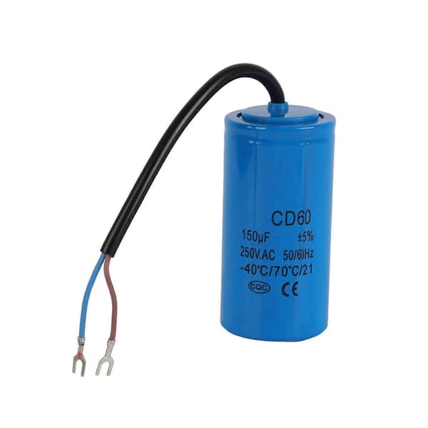 Startkondensator 150uF 250V AC 50/60Hz med ledning for motorluftkompressor