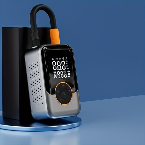 Bærbar trådløs luftpumpe, digital trykmåler, LED-lys, automatisk trykvedligeholdelse, USB Trådløst Digitalt Display