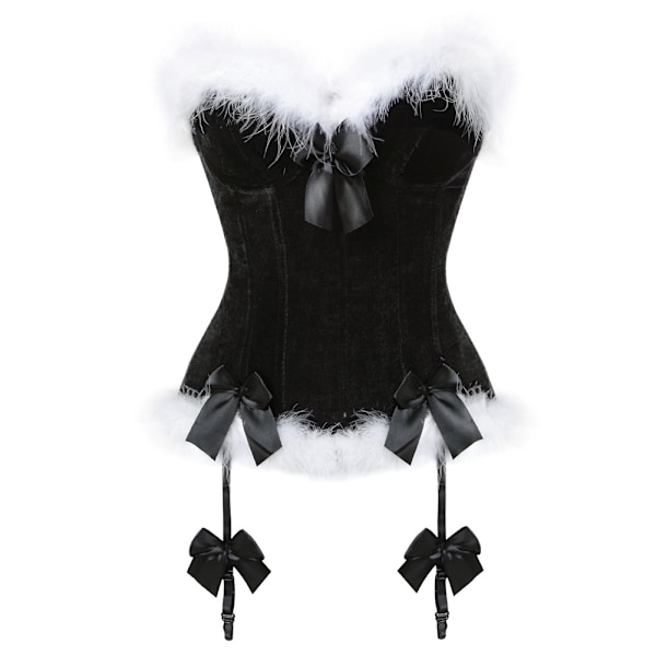 Palace korset top, fjerblød juleoutfit, ball bow korset (sort) M