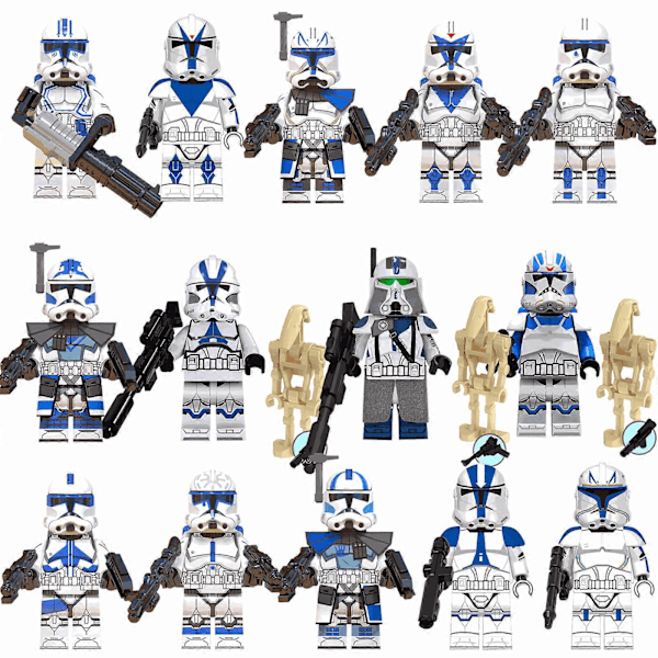 501st Clone Trooper Actionfigurer 17 st. Star Wars Minifigurer Byggklossar Leksaker Stridsset med Tillbehör