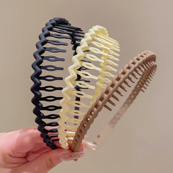 st Non-slip vridbara hårband med tänder, flätade, träning/styling 2 st svart+khaki