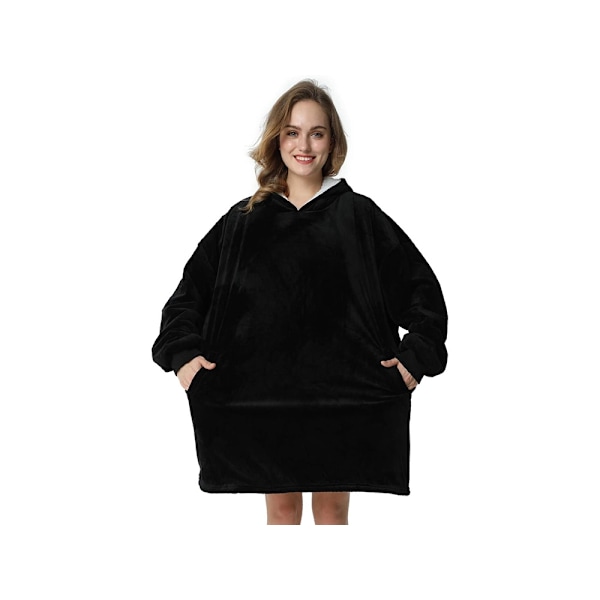 Oversized hettegenser med hette - Filt Svart black