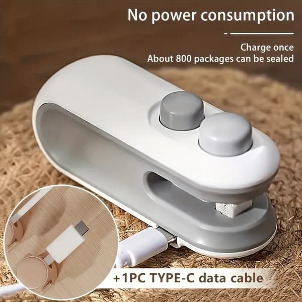 USB Genopladelig Madposeforsegler, Bærbar, Magnetisk Base, Semi-Automatisk, Chips/Snacks/Kaffe Blå