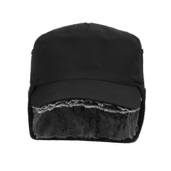 Vinterhue med øreklapper og skygge Basecap Trapper Vandtæt Unisex Black