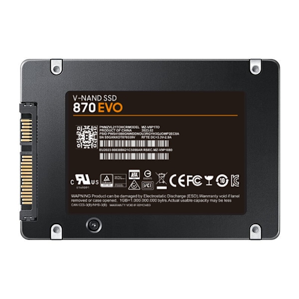2TB 870 EVO SATA III SSD 2,5-tommer Intern Solid State Drive Kompatibel med PC eller Laptop Hukommelse og Lagring