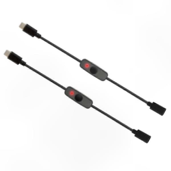 USB C strömbrytare med LED-indikator hane till hona förlängningskabel för Raspberry Pi 4 Model B 2-pack Black