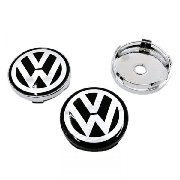 4-pack - Volkswagen VW Hubcaps / Wheel Caps Emblem - Car Silver