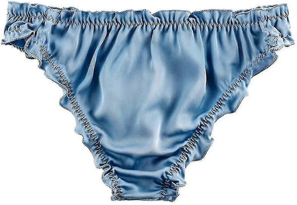 Sexy truser for menn, morbærsilke bikini, rysjetruse, høyelastisk undertøy 2-pakning blå Blue S