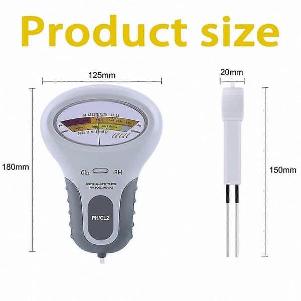 Poolvattenkvalitetstestare, digital pH- och kloranalysator för simbassänger, inget batteri krävs