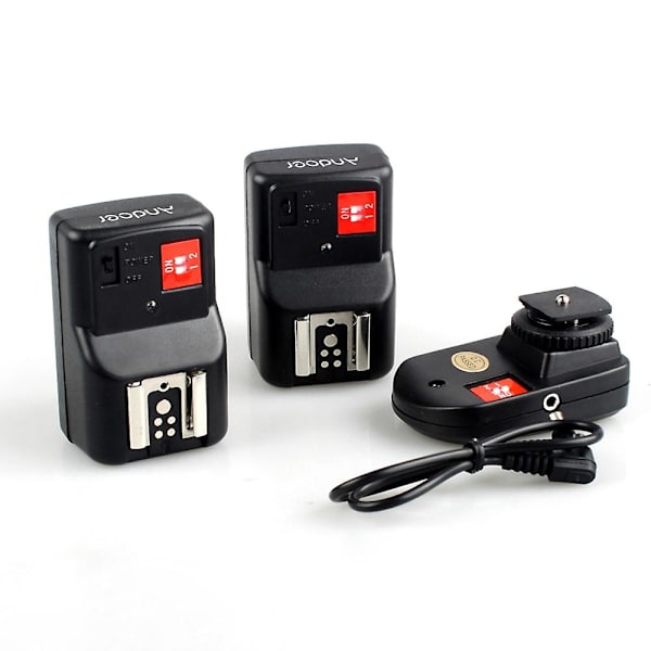 Andoer PT-04GY 4 Kanaler Trådløs Fjernbetjent Speedlite Flash Trigger Universal 1 Sender & 2 Modtagere