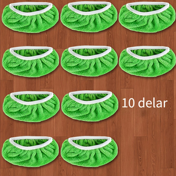 10 genanvendelige moppepuder, vaskbare, absorberende, flade mopper Grön