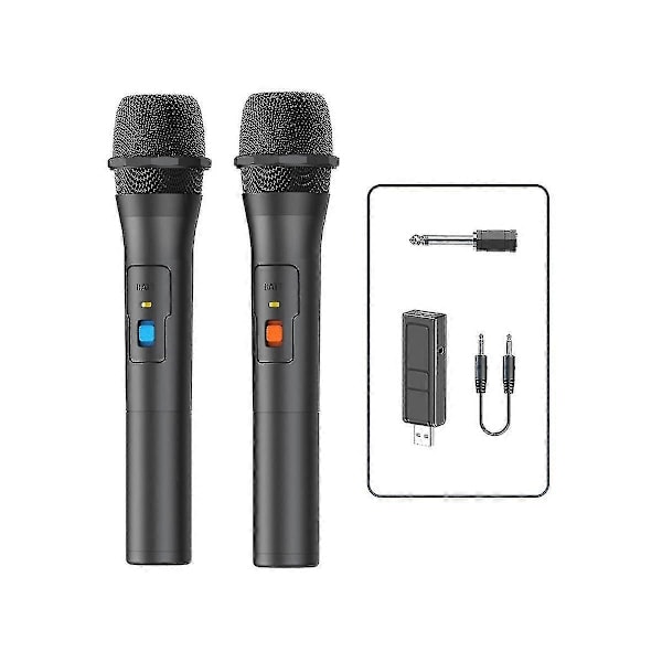 2st Trådlöst Mikrofonsystem Kit USB-mottagare Handhållen Hemfest Smart TV Högtalare Sångmikrofon-AM
