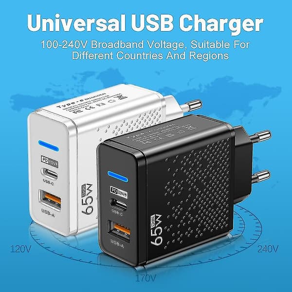 Ultrahurtigt USB C-type kabel Qc3.0 65w Pd hurtigoplader