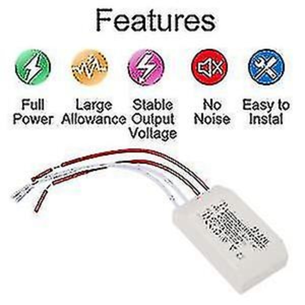 220v til AC 12v Elektronisk Transformator, 20-60w Spenningsomformer, Intelligent Strømforsyningsdriver for Lavspenningslampe