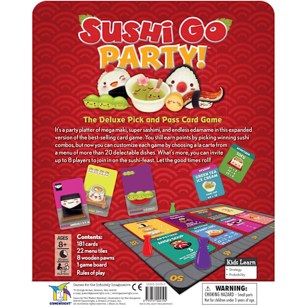 Sushi Go Party -korttipeli | 8+ vuotta | 2-8 pelaajaa | 20 minuutin peliaika