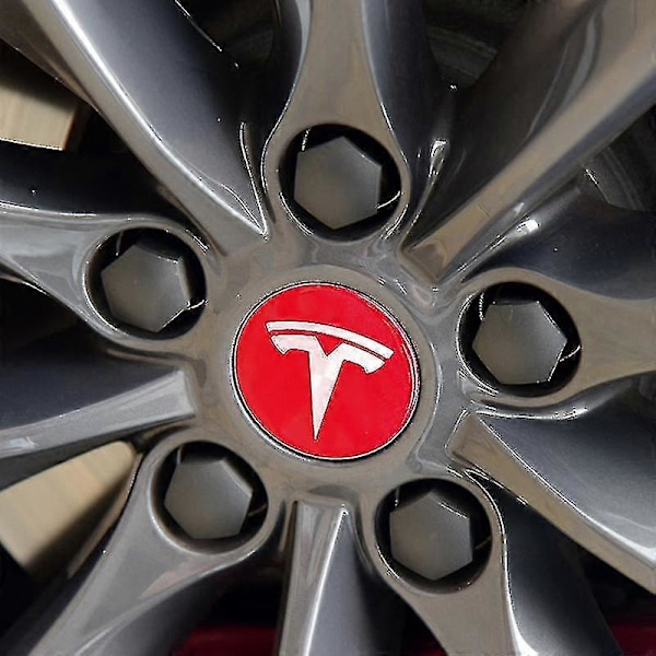 4 stk. 56 mm Bilhjul Senterdeksler For Tesla Model S X 3 Y Roadster Cybertruck Auto Felger Dekk Nav Dekor Tilbehør 56MM Black Red