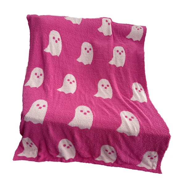 Spøgelses Tæppe Blødt Behageligt Åndbart Halloween Tæppe til at Se TV Camping Pink 100x150cm/39x59in 650g/22.9oz