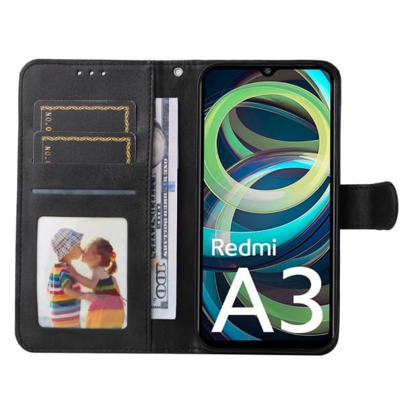 SKALO Xiaomi Redmi A3 Plånboksfodral i PU-läder - Fler Färger Svart