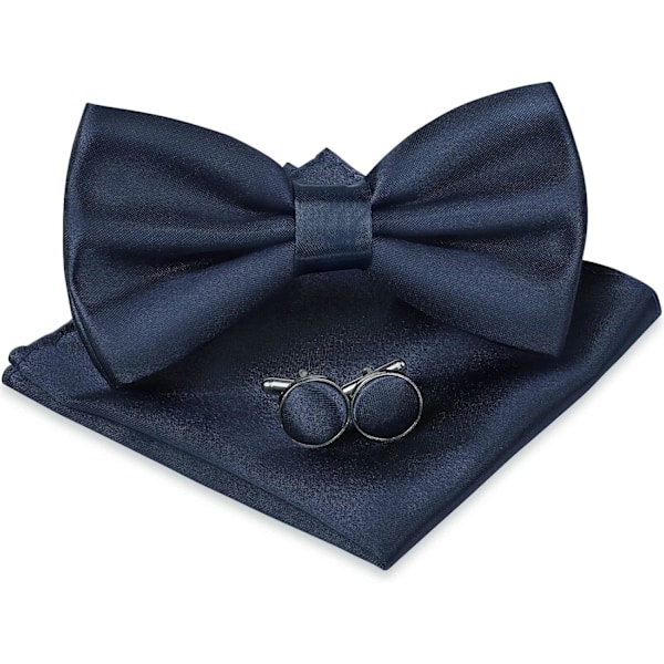 Miesten rusetti, klassinen yksivärinen rusetti miehille, satiinirusetti smokkiin, säädettävä juhlarusetti juhliin, häihin [qb] 3pcs-Navy blue