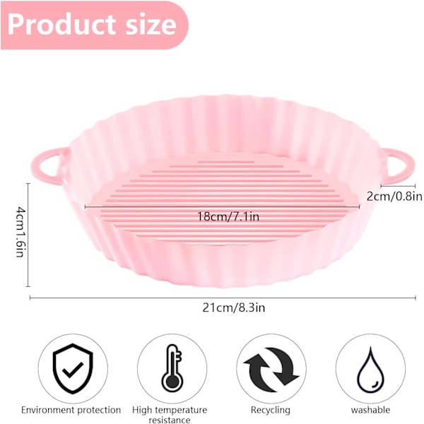 3-pakks med silikonmatter for fritøser, 18 cm luftfriterform