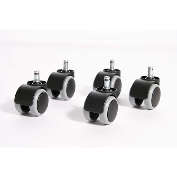 5-pack Hjulset, Hjul för hårda golv till kontorsstol, Hjulset 5 hjul för skrivbordsstol, Svart, Stiftstorlek 10mm, Diameter 50mm