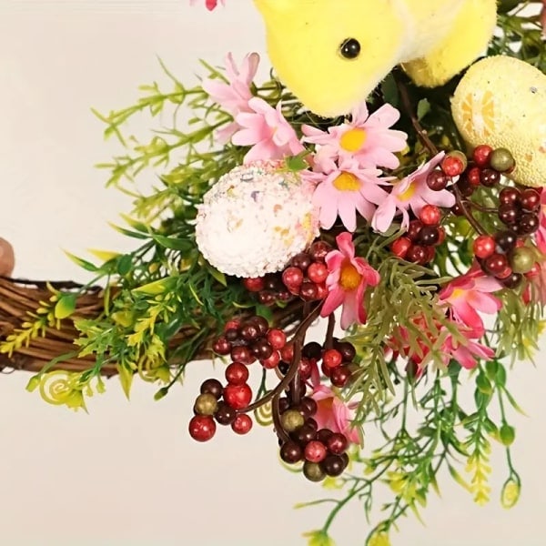 st, Påskhare Heminredning Krans, 40 cm Påskhare Form Vårfärgade Rosa Blommor