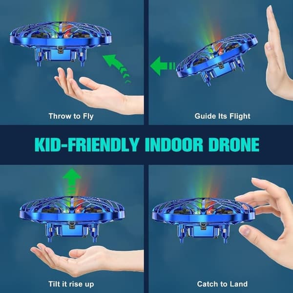 Flygande leksaksdrönare för barn – Handkontrollerad minidrönare med AI-sensor och svävfunktion Red