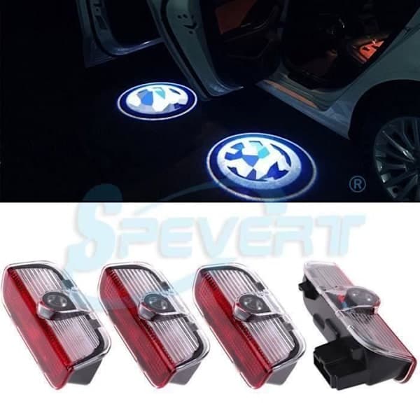 4 pcs. LED Car Door Light with Laser Projector Logo and Ghost Shadow for VW Golf EOS Tiguan Silver silver