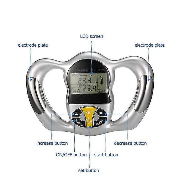 Kropsfedtmåler Håndholdt Digital Kropsfedtanalyse BMI Elektronisk Kropsfedtinstrument Silver