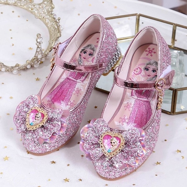 Elsa prinsesse sko til piger med pailletter pink ZX 16cm / size 24