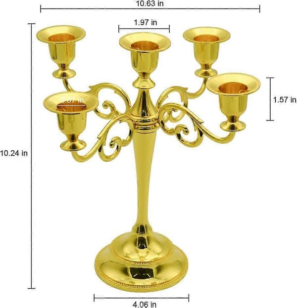 5-ljus metallkandelaber 27 cm (guld)