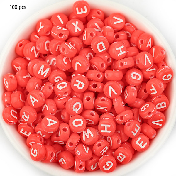 Akryl Alphabet Perler Multifunktionelle DIY Smykke Tilbehør Kreative Armbånd Øreringe Håndlavede Håndværk Red