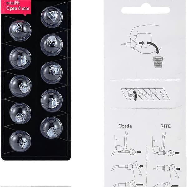 Hörapparatkupoler för Oticon MiniFit Open Vent Domes: 2-pack (8mm), Universella kupoler för Oticon Hear As shown