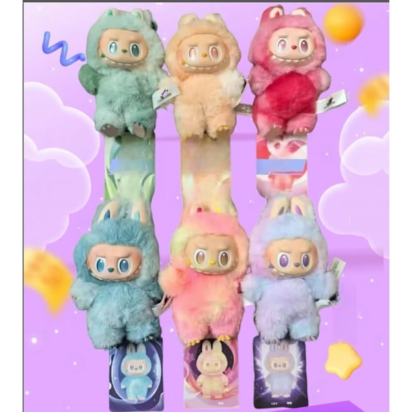 1 stk. labubu 3.0 Labubu 3. generations vinyl ansigtsvedhæng samlerudgave hjertebankende macaron dukke - lilla purple