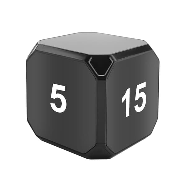 Cube Timer Kjøkken Timer Sensor Flip Meditasjon Timer Management og Nedtelling 5-15-25-45 Min (Svart)