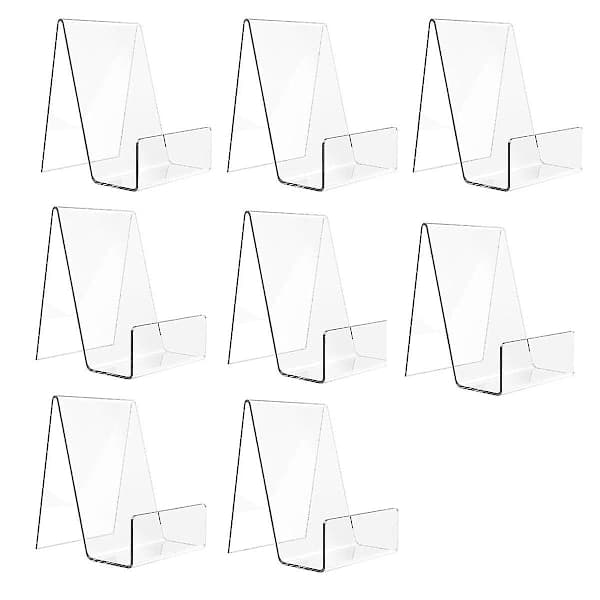 8-pack akrylbokställ - Transparenta displayställ för album, CD, bild, tallriksvisning