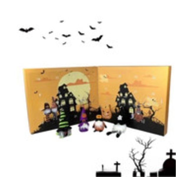 2024 Halloween Nedräkning, 31-dagars Adventskalender Blind Box Prydnader Halloween Plysch Gnome Blind Box--gul