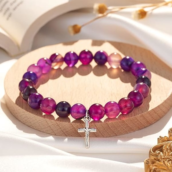 Gudmor/Gudfar Gaver, Naturstens Kors Armbånd til Gudforældre/Gudmor Gudfar Forslag