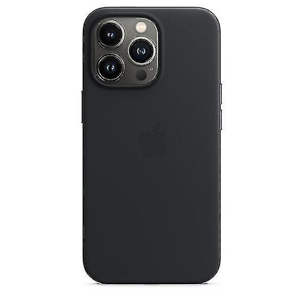 Kompatibel med iPhone 13 Pro Silikone Beskyttelsesetui Læder Beskyttelsesetui med Magsafe Funktion (FMY) Midnight Black