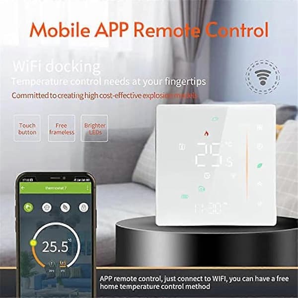WiFi Smart Termostat Temperaturkontroller Ukentlig Programmerbar Støtter Berøringskontroll-3A Black