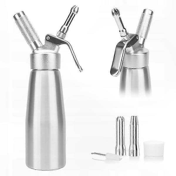 Kremdispenser 500 ml med 3 dyser, sifon i rustfritt stål for pisket krem og desserter